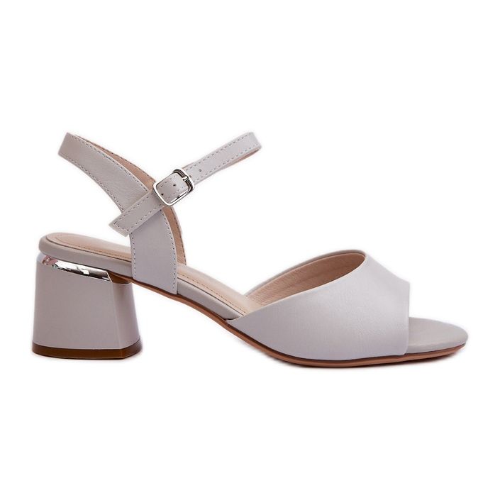 Sandale de damă cu toc scăzut din piele ecologică Sergio Leone SK876 gri