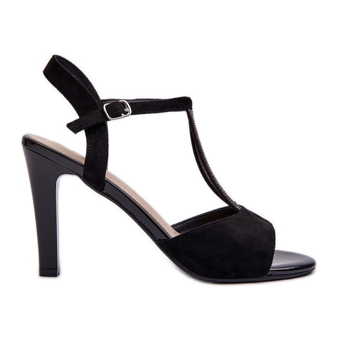 Sandale De Damă Cu Toc Înalt Cu Bretele Decorate Sergio Leone SK924 Negru