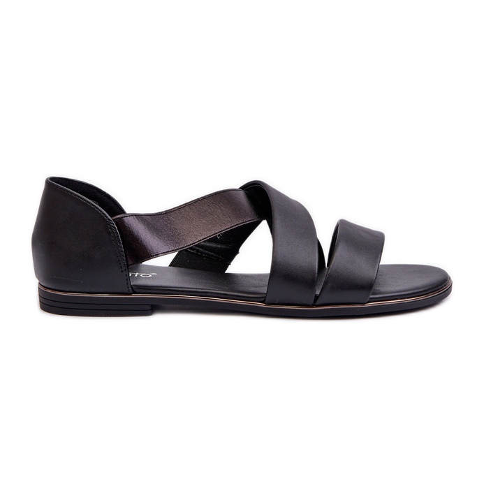 Sandale din piele cu coada, Black Puglia negru