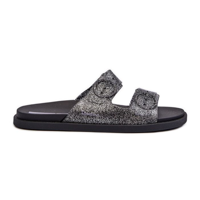 Flip-flops de damă cu sclipici cu catarame 83530 Ipanema Follow Fem Black negru