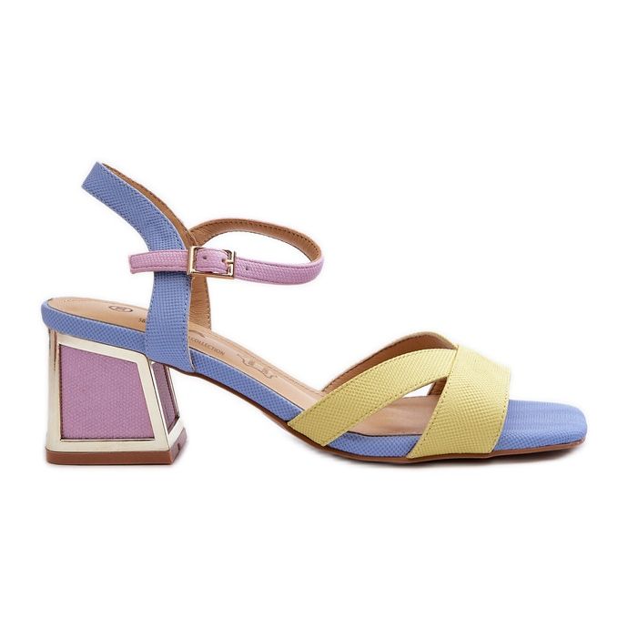 S.Barski Sandale cu toc înalt pentru femei pastel D&amp;A CR482 Galben