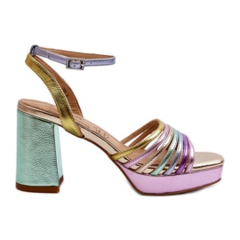 S.Barski Sandale de damă cu toc înalt D&A CR920 multicolor violet S.Barski Sandale de damă cu toc înalt D&A CR920 multicolor violet