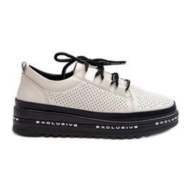 Pantofi de damă din piele pe platformă S.Barski LR769A bej