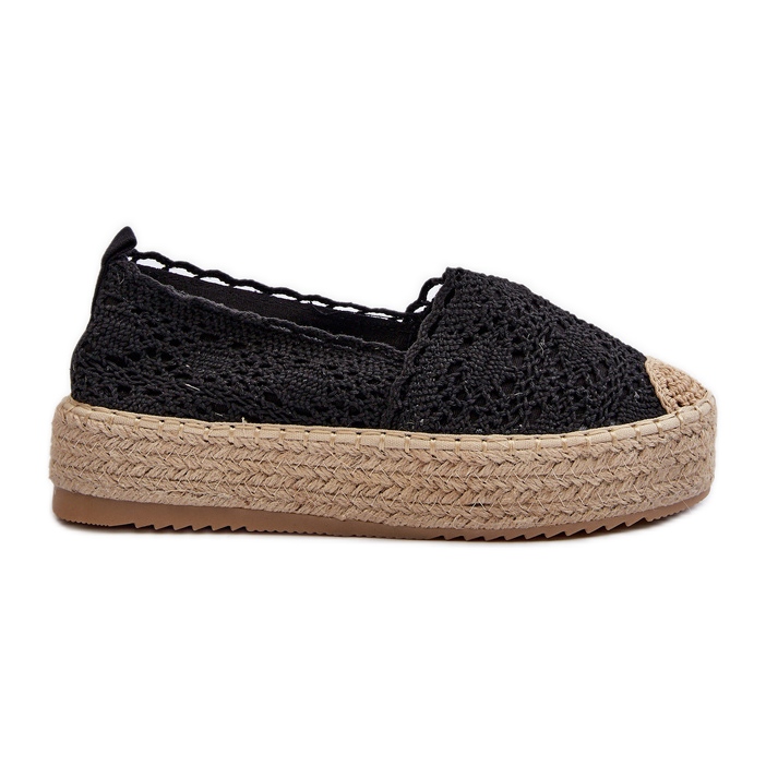 Espadrile De Dantela De Dama Pe Platforma Neagra Elarose negru Espadrile De Dantela De Dama Pe Platforma Neagra Elarose negru