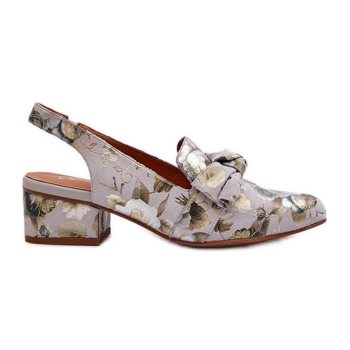 Sandale De Damă Cu Toc De Piele Cu Flori Maciejka N6539-38 Verde