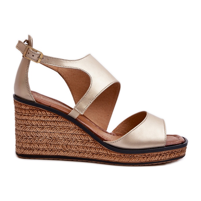 Sandale cu pană din piele de damă Maciejka 06657-25 Aur de aur