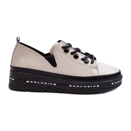 Pantofi Dama Cu Siret Pe Platforma Piele Naturala S.Barski LR620 Bej