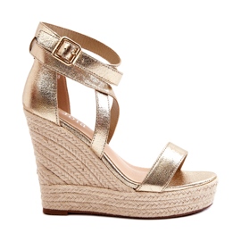 Joia Sandale cu pană cu împletitură Salthe aurie de aur