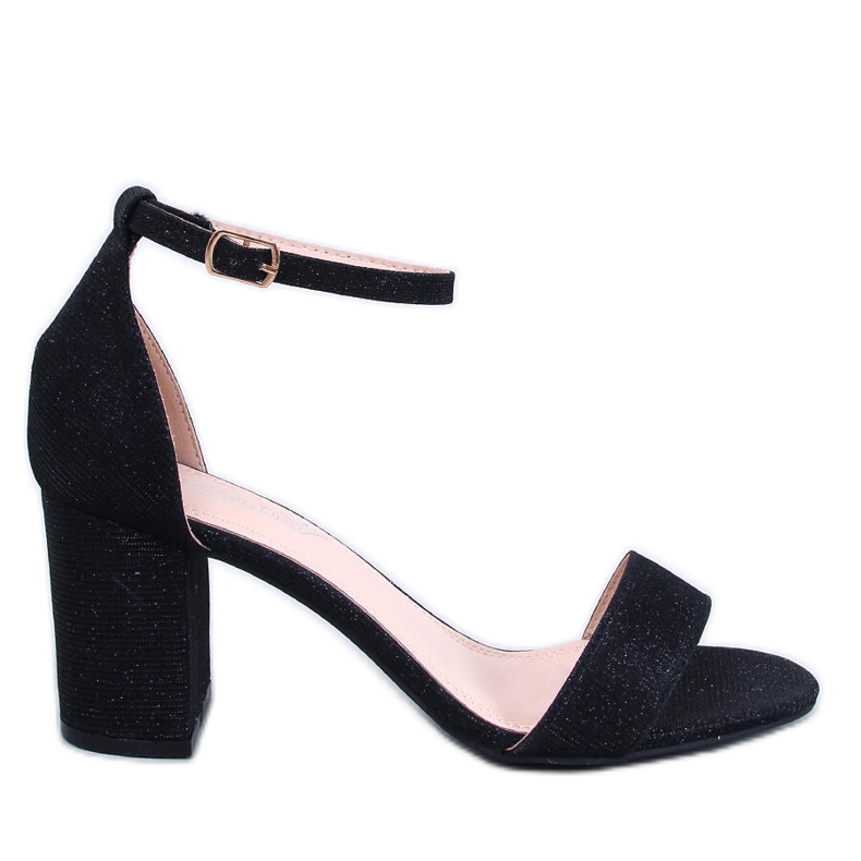 Sandale irizante Yanas Black cu toc inalt negru