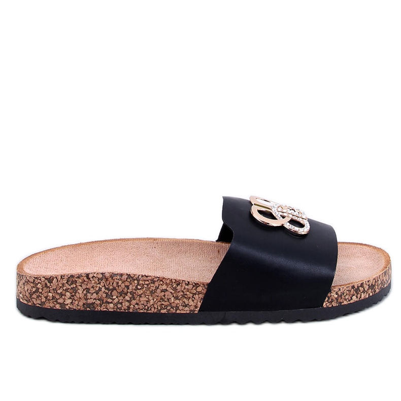 Flip-flops din pluta neagra Ibanei cu strasuri negru