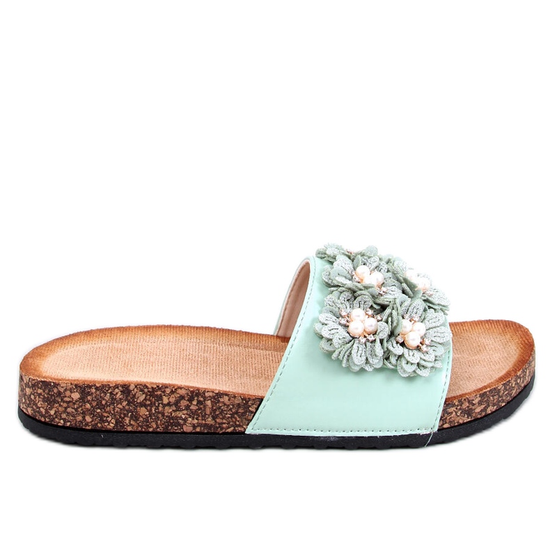 Emiles Papuci de pluta verde cu flori