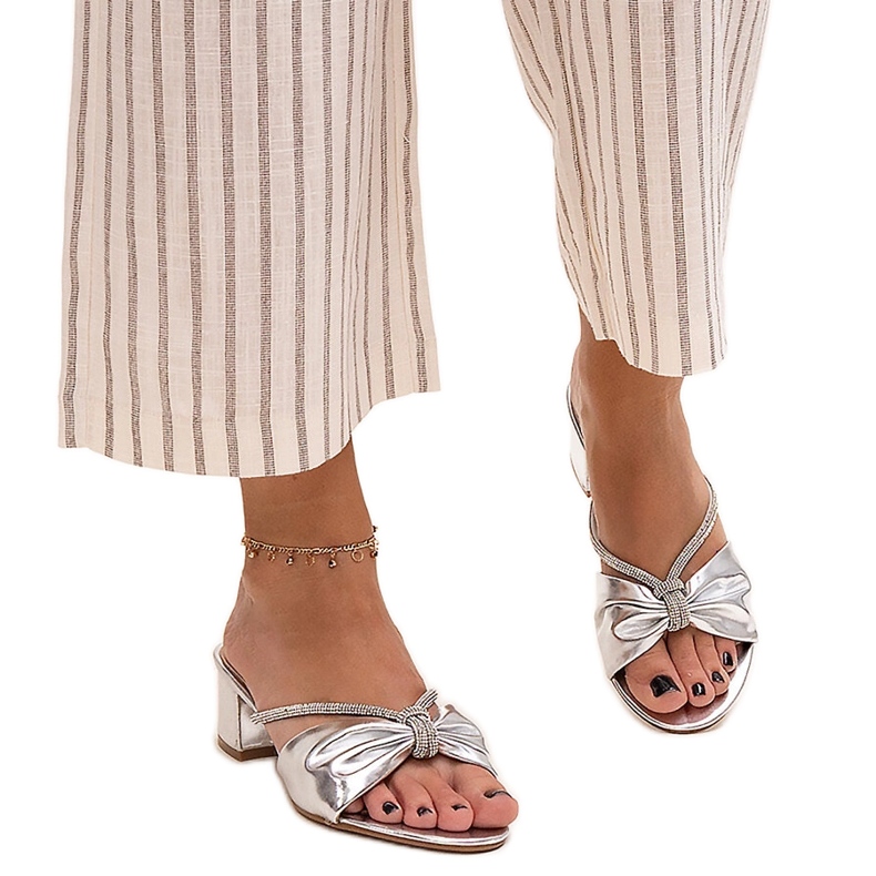 Catâri cu toc înalt decorati cu zirconi Anbrani argint