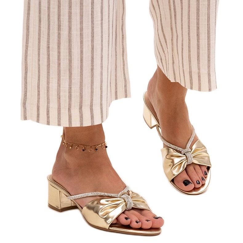 Catâri cu toc înalt decorati cu zirconi Anbrani de aur