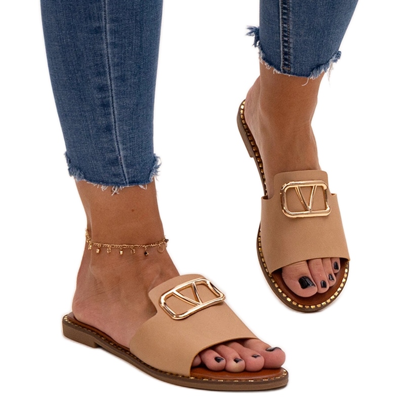 Șlapi bej cu cataramă Mariza