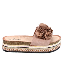 Flip-flops Raven Khaki cu talpă groasă, colorată bej