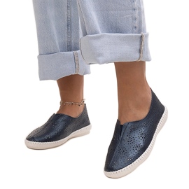 Pantofi Bernice ajurata din piele bleumarin albastru Pantofi Bernice ajurata din piele bleumarin albastru