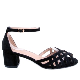 Sandale Kermel Black cu toc mic negru Sandale Kermel Black cu toc mic negru