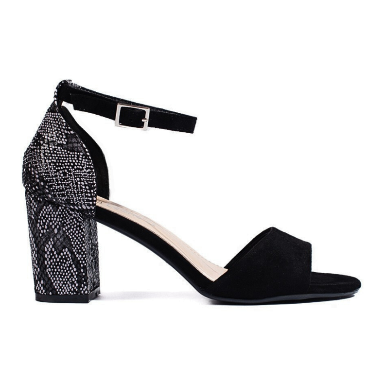 Sergio Leone Sandale elegante de dama din piele intoarsa neagra negru