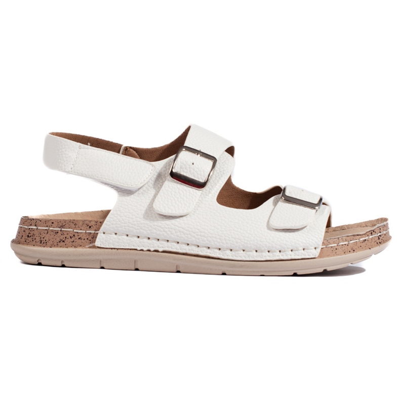 Sandale de dama albe cu inchidere Velcro Sandale de dama albe cu inchidere Velcro