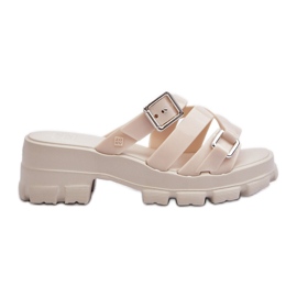 Flip-flops pentru femei cu toc mic parfumat ZAXY NN285042 Bej deschis