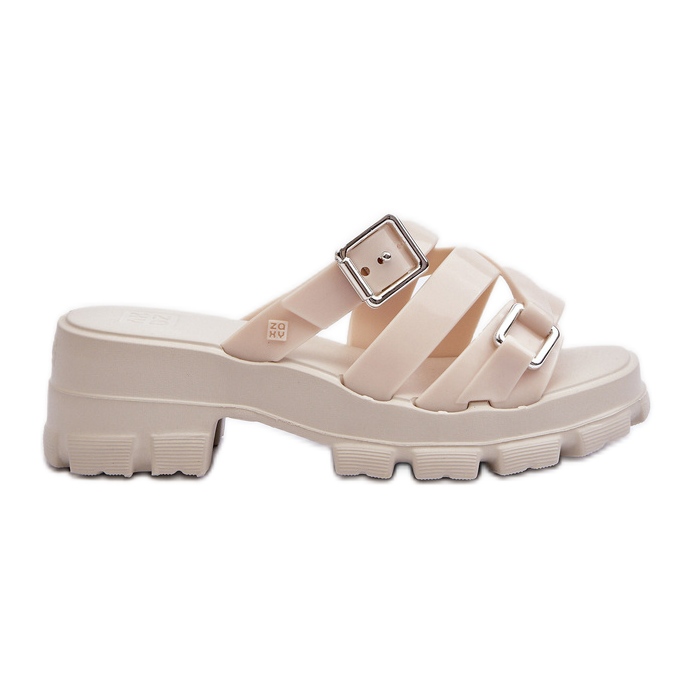 Flip-flops pentru femei cu toc mic parfumat ZAXY NN285042 Bej deschis