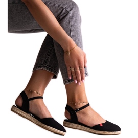 Espadrile negre cu toc deschis Big Star FF274526 negru Espadrile negre cu toc deschis Big Star FF274526 negru