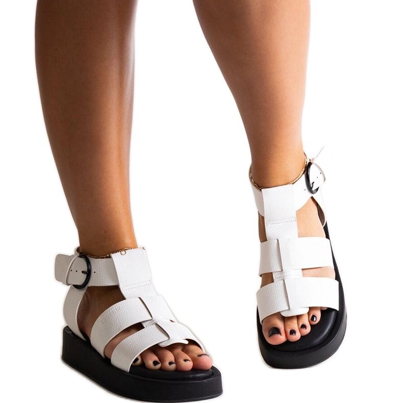 Sandale albe cu platformă Big Star NN274072