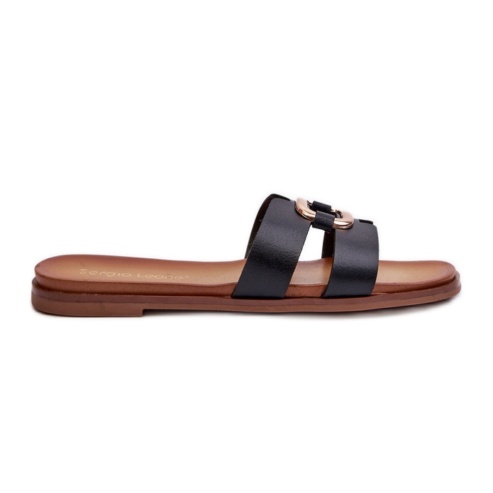 Flip-flops pentru damă din piele ecologică Sergio Leone SK077H Negru