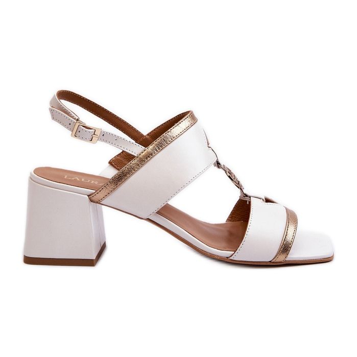 Sandale elegante din piele pe bloc Laura Messi 2768 alb