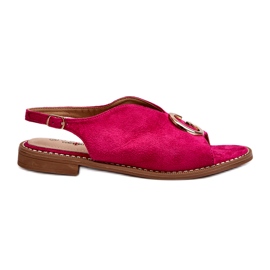 Sandale elegante de damă cu decorațiuni din piele ecologică S.Barski KV27-058 fucsia roz