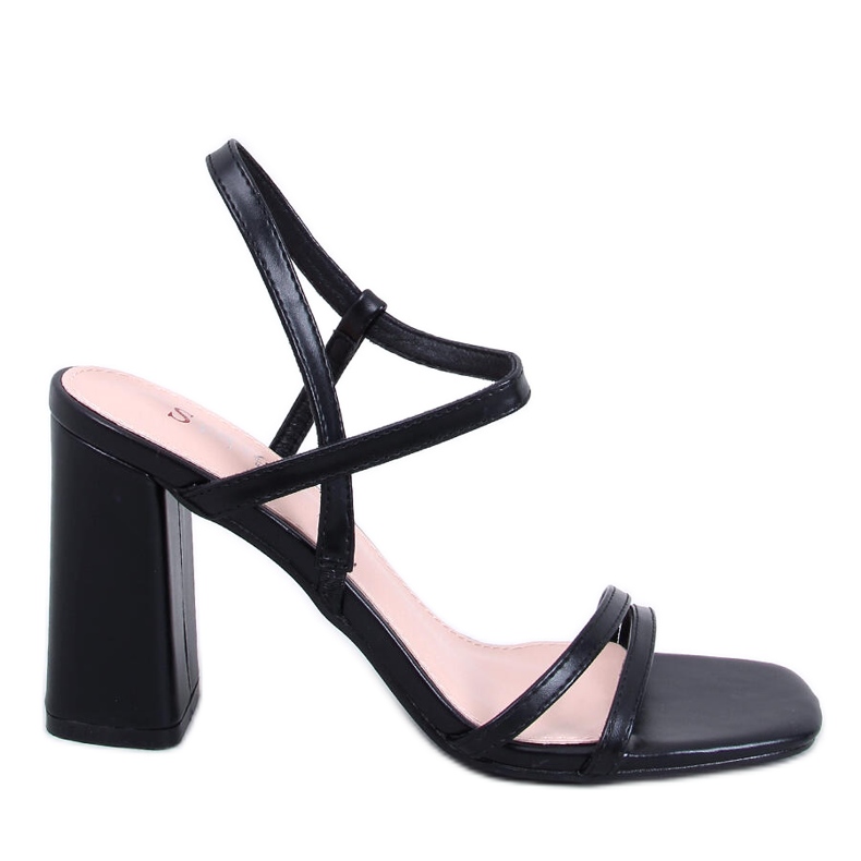 Borelli Sandale negre cu toc stabil negru