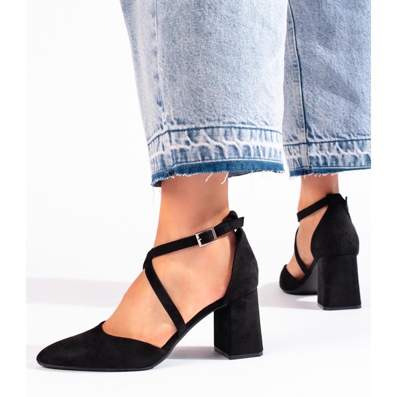 Pompe de damă din piele intoarsa neagra de Sergio Leone negru