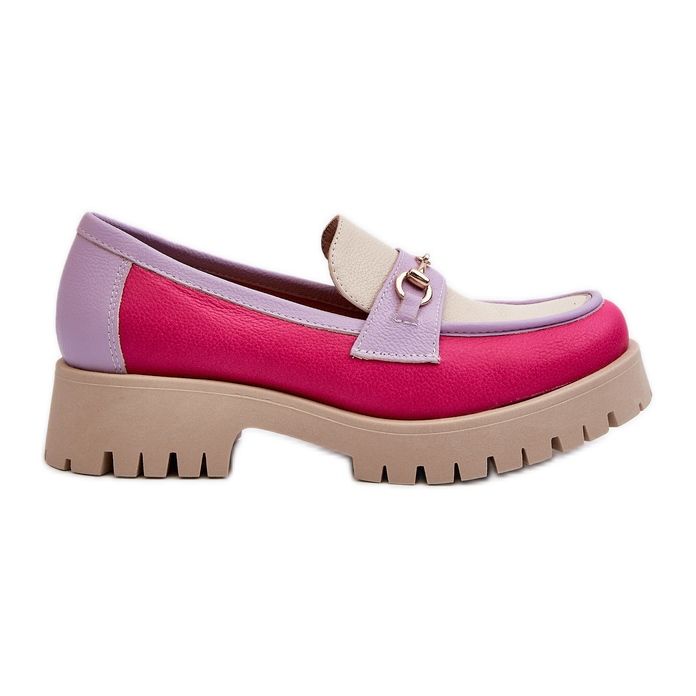 Mocasini din piele pentru femei Zazoo 3475, bej multicolor