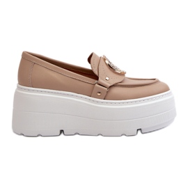 Zazoo 3458 Mocasini De Dama Piele Cu Decorat, Bej Zazoo 3458 Mocasini De Dama Piele Cu Decorat, Bej