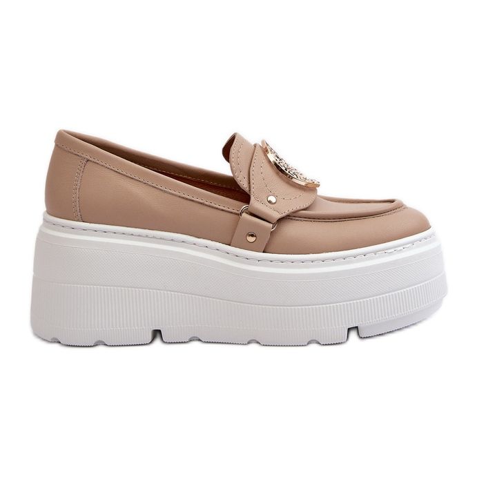 Zazoo 3458 Mocasini De Dama Piele Cu Decorat, Bej