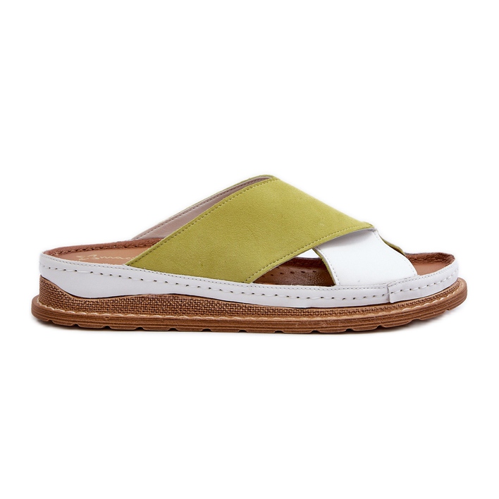 Flip-flops din piele Maciejka 04986-11 Lime alb Flip-flops din piele Maciejka 04986-11 Lime alb
