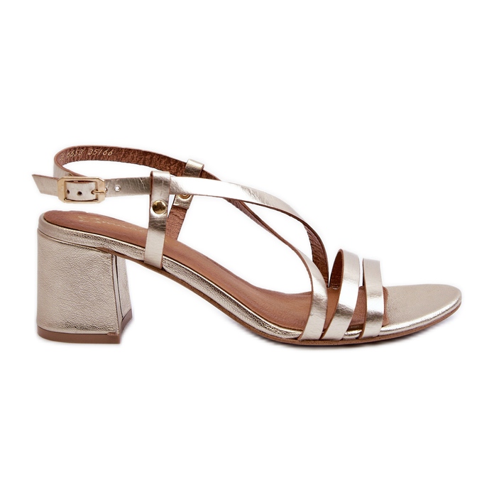 Sandale din piele cu toc mic Maciejka 06653-25 Aur de aur