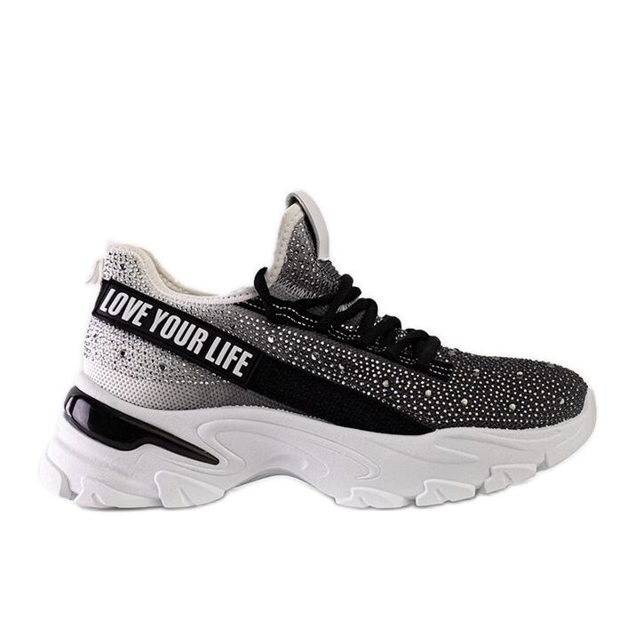 Tenisi masivi strălucitori albi și gri de la Senai negru