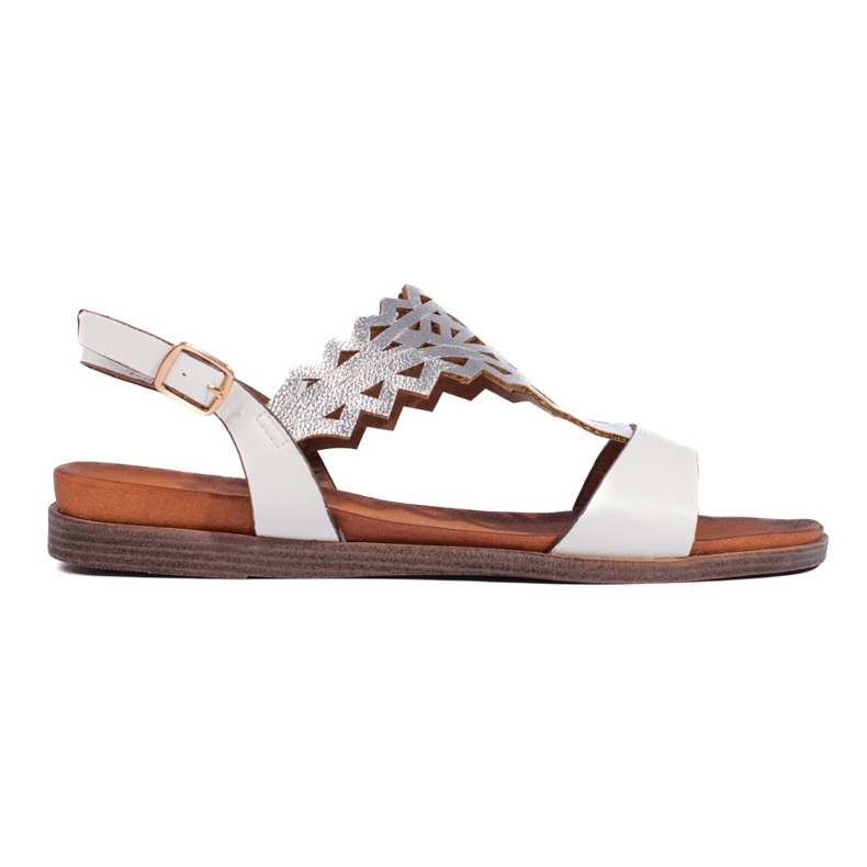 Sandale de damă ajurate albe și argintii de Sergio Leone