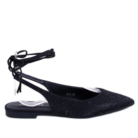 Balerini cu strasuri toc deschis Vonda Black negru Balerini cu strasuri toc deschis Vonda Black negru