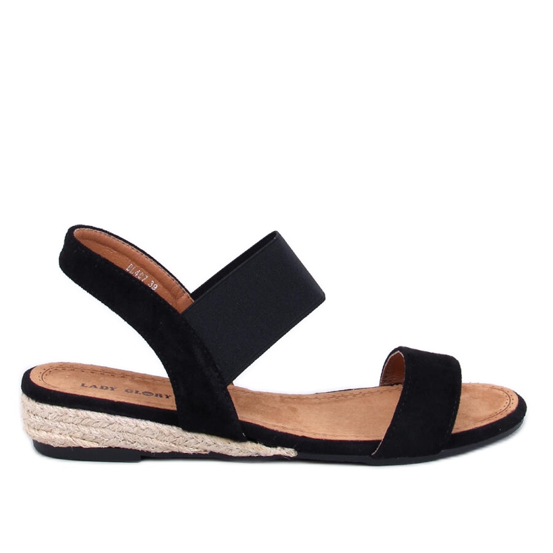 Sandale espadrile cu pană joasă Amalf Black negru Sandale espadrile cu pană joasă Amalf Black negru