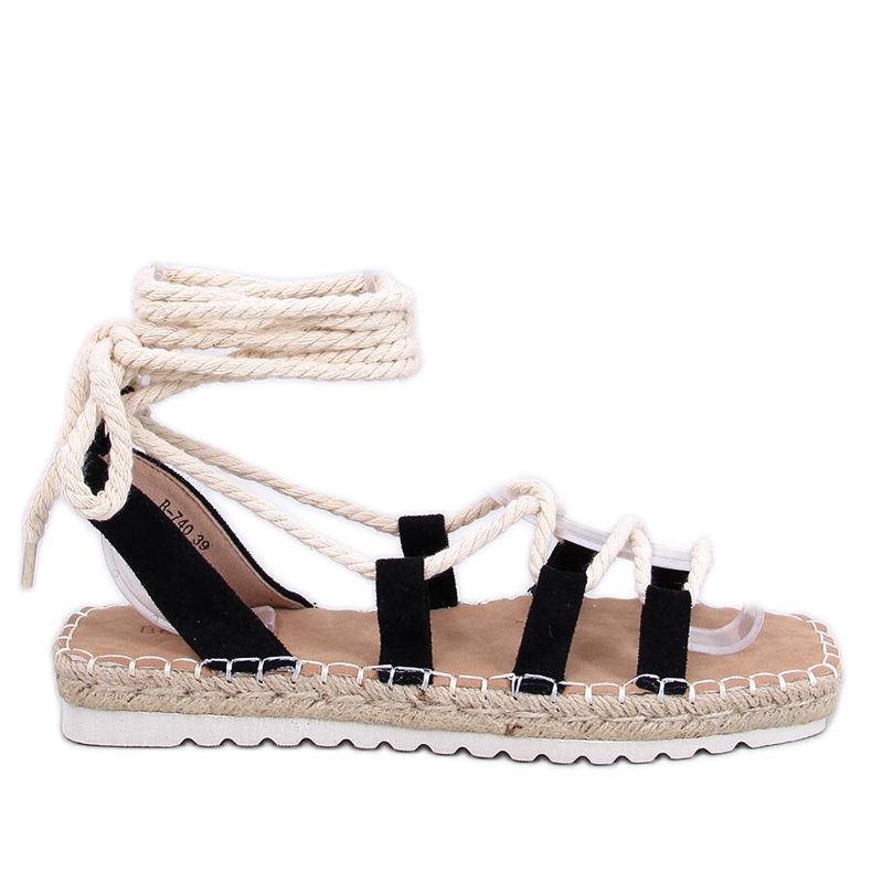 Zakaris Sandale espadrile cu șireturi negre negru