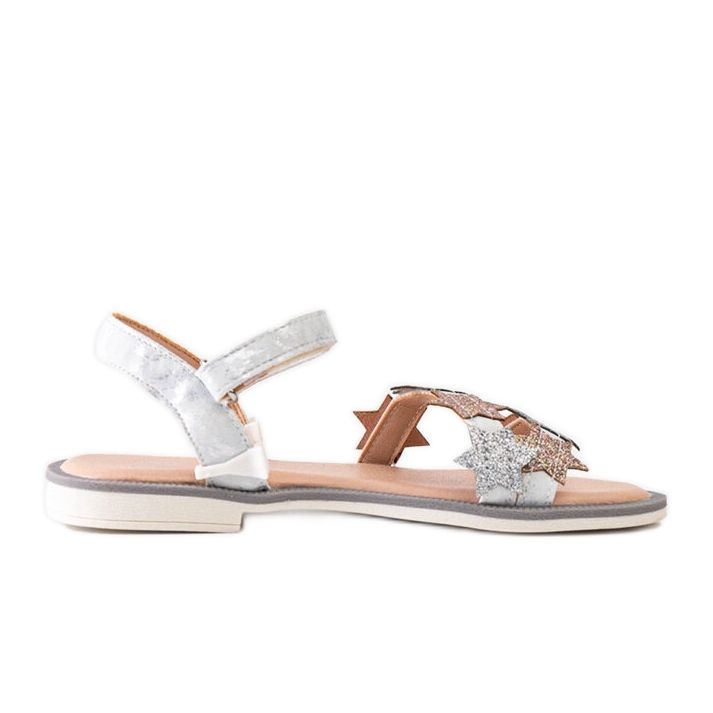 Miss Sandale copii Charisa gri cu stele cu sclipici argint