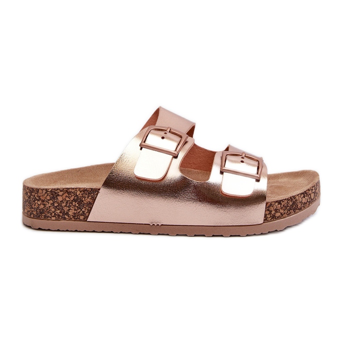 Evento Flip-flops de damă pe o platformă din plută cu catarame, Rose Gold, Klinesta de aur Evento Flip-flops de damă pe o platformă din plută cu catarame, Rose Gold, Klinesta de aur