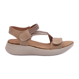 Sandale confortabile cu velcro pentru damă, bej Eladora Sandale confortabile cu velcro pentru damă, bej Eladora