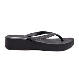 Flip-flops de damă cu o curea cu sclipici 83386 Ipanema Mesh Chic Plat Fem Black negru