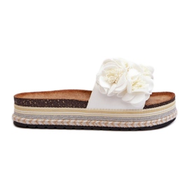 Flip-flops de dama cu platforma decorati cu flori, alb Nodina Flip-flops de dama cu platforma decorati cu flori, alb Nodina