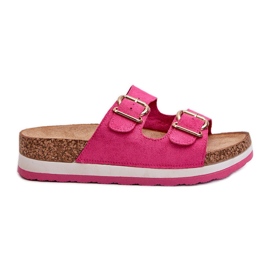 Flip-flops Dama Pe Platforma Cu Catarame Din piele intoarsa Eco Fuchsia Ursila roz