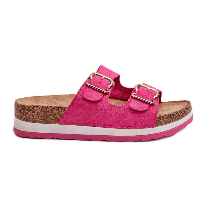 Flip-flops Dama Pe Platforma Cu Catarame Din piele intoarsa Eco Fuchsia Ursila roz