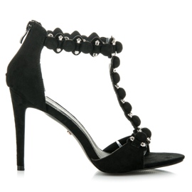 Ideal Shoes Sandale elegante cu toc înalt negru Ideal Shoes Sandale elegante cu toc înalt negru
